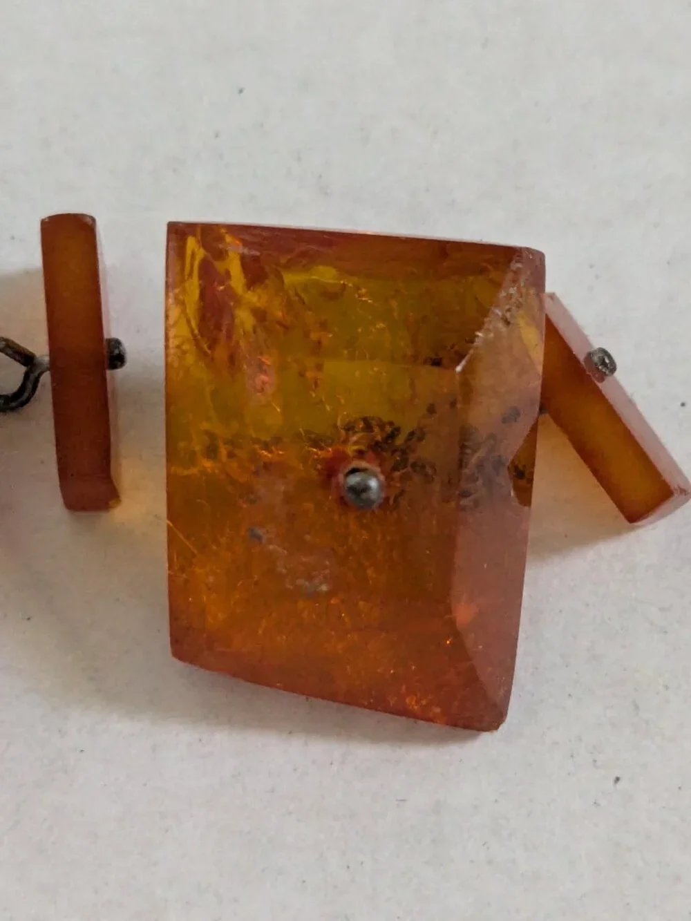 Antique Rectangular Baltic Amber Cuff Links